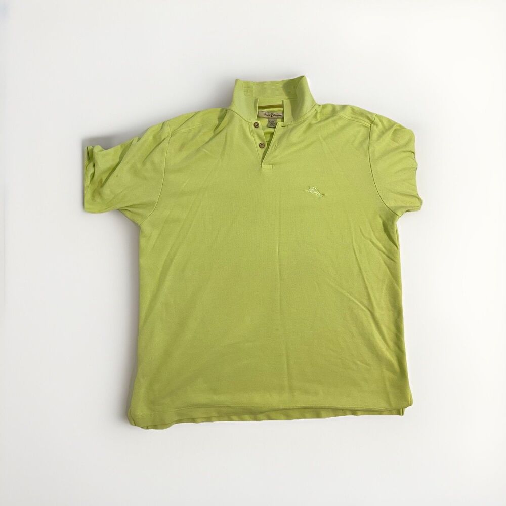 Tommy Bahama Polo Light Green L 62%Pima Cotton Short Sleeve Collared Marlin Logo